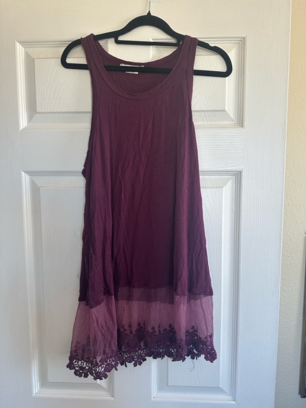 Marlow Maroon Lace-Hem Sleeveless Tank Dress